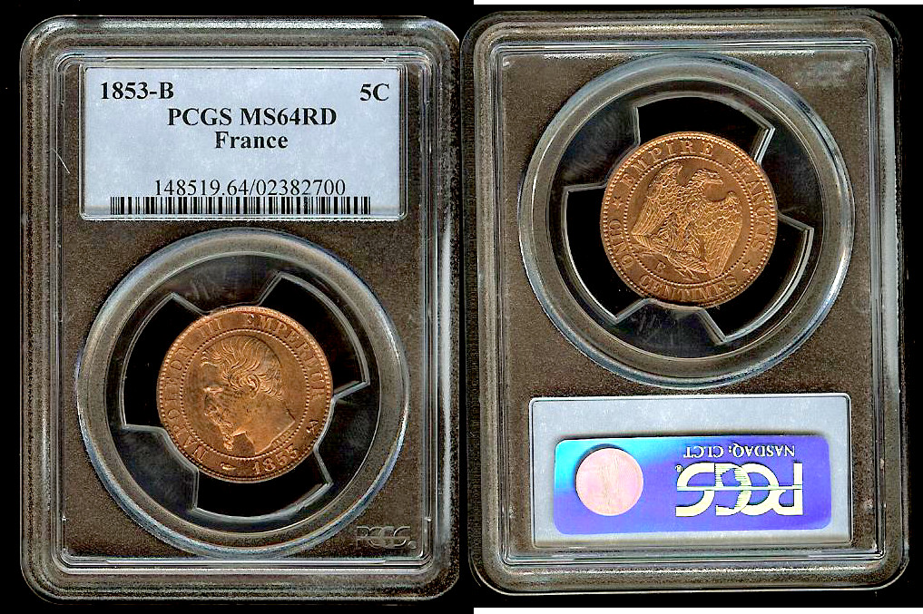 5 centimes Napoleon III 1853B FDC